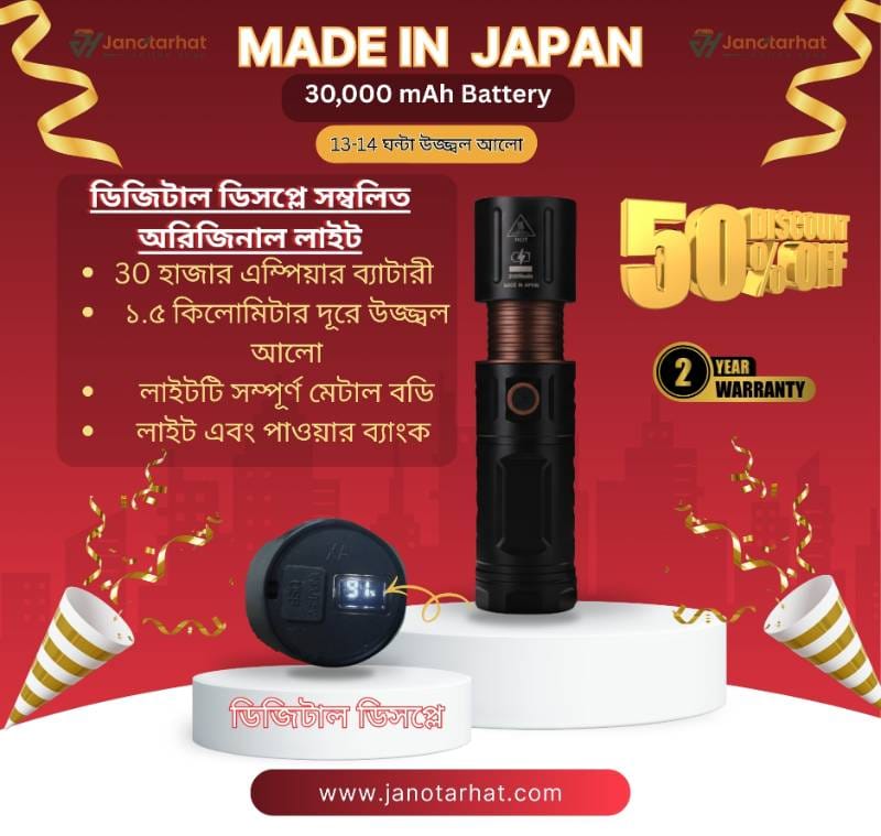40,500mah JAPANI Bronze TORCH LIGHT, WITH POWER BANK(দুই বছরের ওয়ারেন্টি)