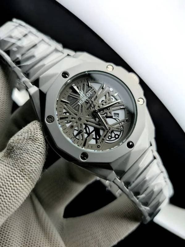 Hublot blue Spider dail full White watch (ওয়াটারপ্রুফ ১ বছর গ্যারান্টি)